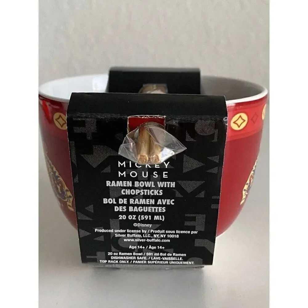 Disney Mickey Mouse Chinese New Year Ramen Bowl With Chopsticks‎ Noodle Bowl NEW